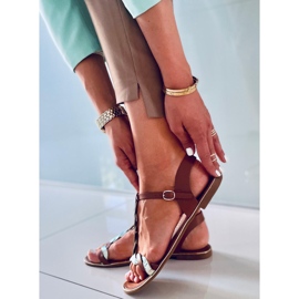 Sandália feminina iridescente Basma Camel castanho 2