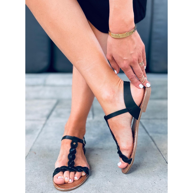 Sandália feminina iridescente Basma Black preto 2