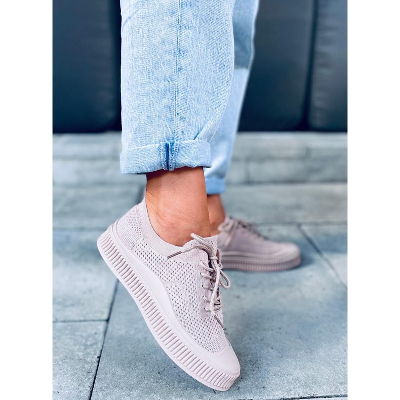 Sapatilhas de meia de mulher Posten Khaki bege cáqui 2