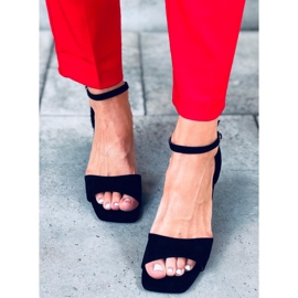 Sandálias femininas de salto alto com camurça Silence Black preto 1