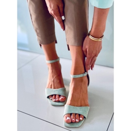 Sandálias de salto alto em camurça verde para mulher 1