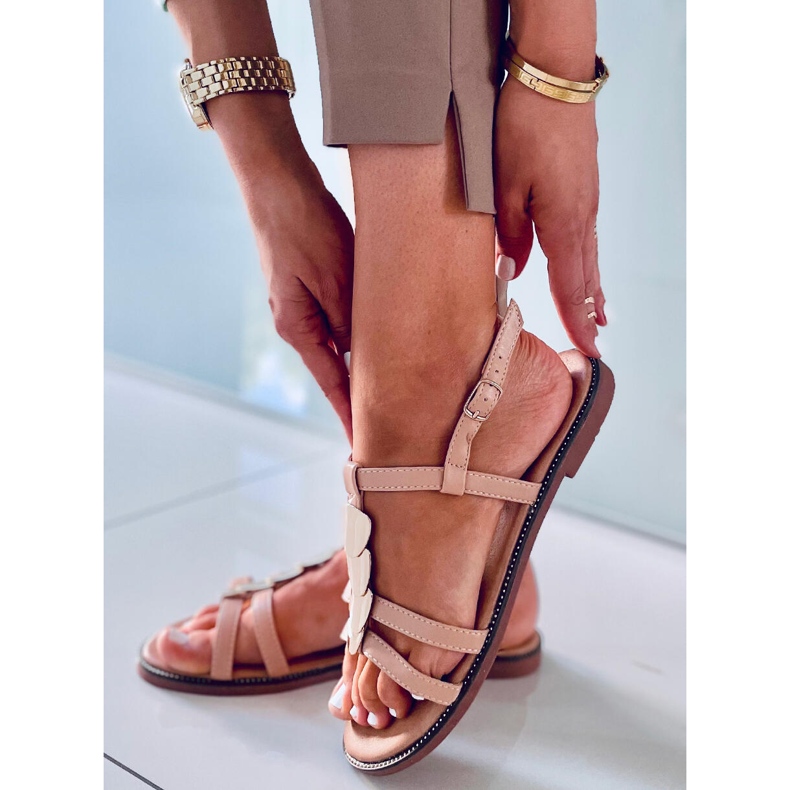 Sandálias femininas Hermine Nude bege dourado 2