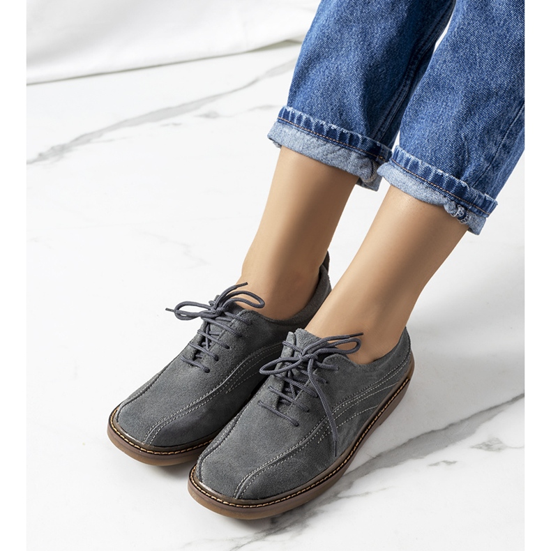 Sapato feminino de couro cinza Morten 1