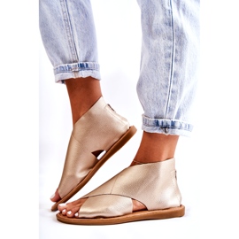 S.Barski Sandálias Femininas de Couro Gold Catalise dourado 4