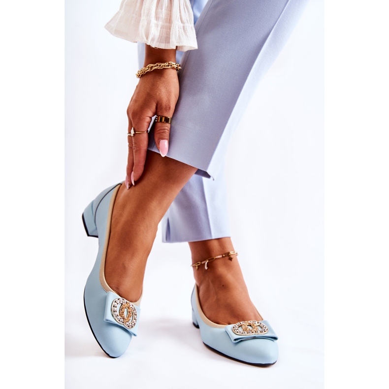 Bailarinas de couro com ornamento azul Joliet 2