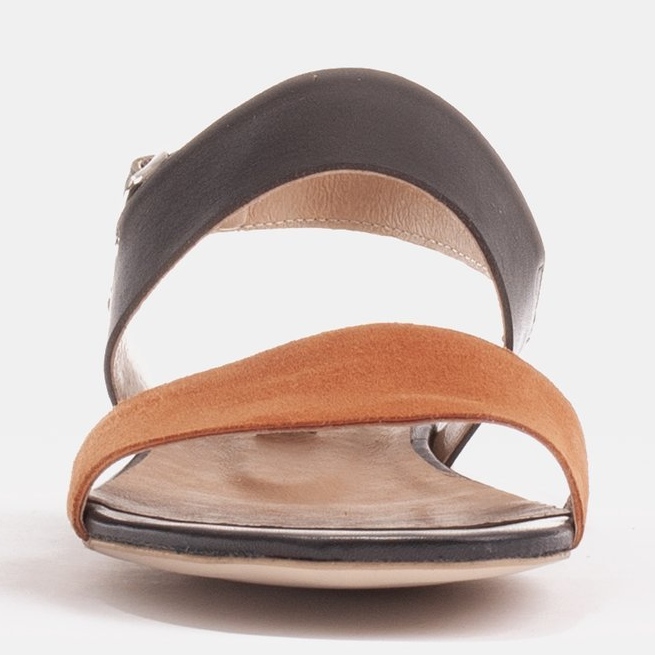 Marco Shoes Sandálias planas de couro genuíno com salto metálico castanho 1