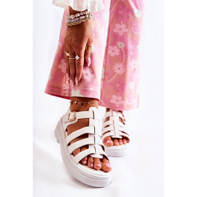 PG1 Sandálias da moda com tiras brancas Malien branco 1