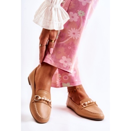 PG1 Mocassins de mulher marrons com pérolas decorativas de Sergia castanho 2 PG1 Mocassins de mulher marrons com pérolas decorativas de Sergia castanho 2