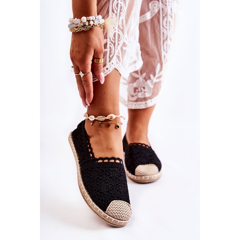 PH1 Alpargatas femininas pretas com abertura aberta preto 1