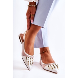 Bailarinas femininas com tachas brancas Kinley branco 2