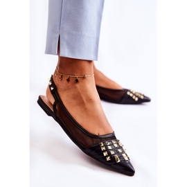 PG1 Bailarinas femininas com tachas pretas Kinley preto 2