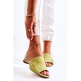 PA2 Chinelos femininos de camurça no calcanhar verde Perry 1