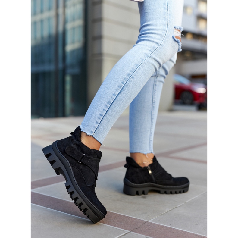 S.Barski Armadilhas de camurça preta Remgate com zíper preto 2