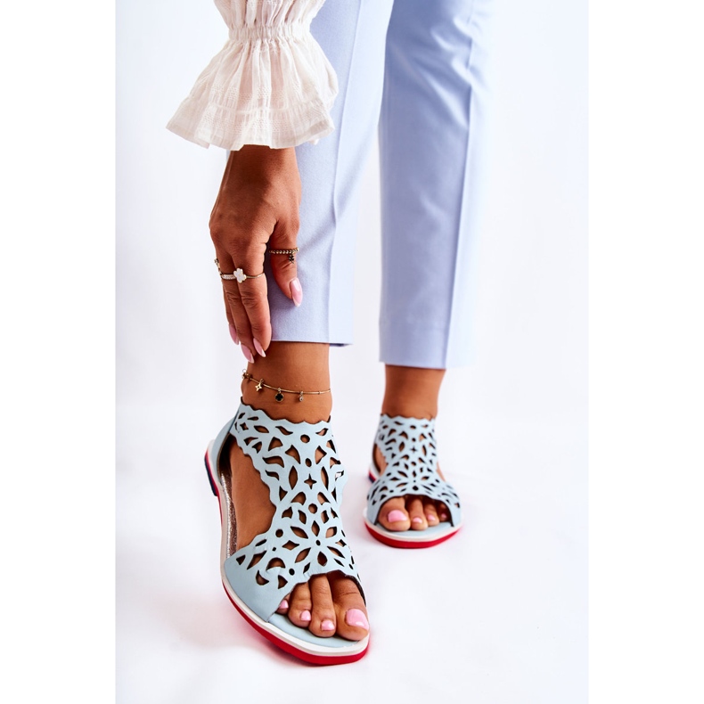 PA2 Sandálias de Couro Leves Abertas Azul Claro Alima 1