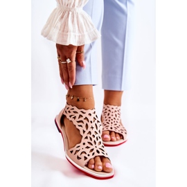 PA2 Sandálias vazadas de couro rosa claro Alima 1