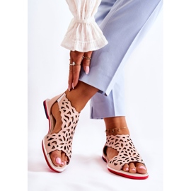 PA2 Sandálias vazadas de couro rosa claro Alima 2