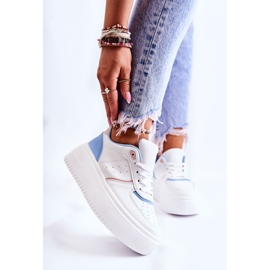 PS1 Tênis esportivo feminino amarrado branco e azul Manila 1