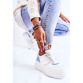 PS1 Tênis esportivo feminino amarrado branco e azul Manila 2