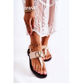 PS1 Sandálias femininas chinelos com decoração bege Calia 1