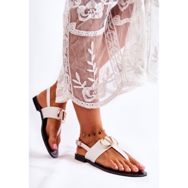 PS1 Sandálias femininas chinelos com decoração Calia branca branco 2