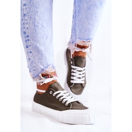 PS1 Tênis feminino Khaki Comes com plataforma cáqui verde 2 PS1 Tênis feminino Khaki Comes com plataforma cáqui verde 2