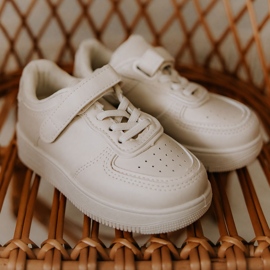 FR1 Calçado esportivo infantil com Velcro Bege Elike 1