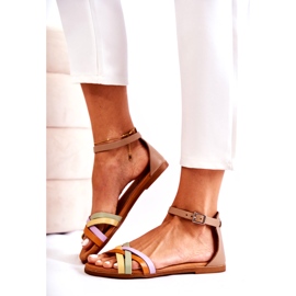 Sandálias femininas da moda Maciejka L4953-04 multicoloridas bege castanho multicolorido 2