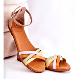 Sandálias femininas da moda Maciejka L4953-04 multicoloridas bege marrom multicolorido 4