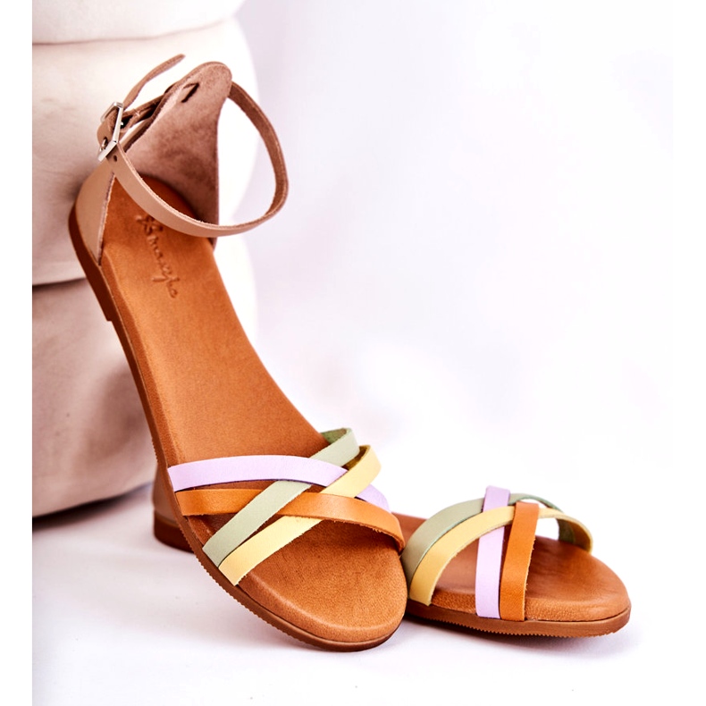 Sandálias femininas da moda Maciejka L4953-04 multicoloridas bege marrom multicolorido 4