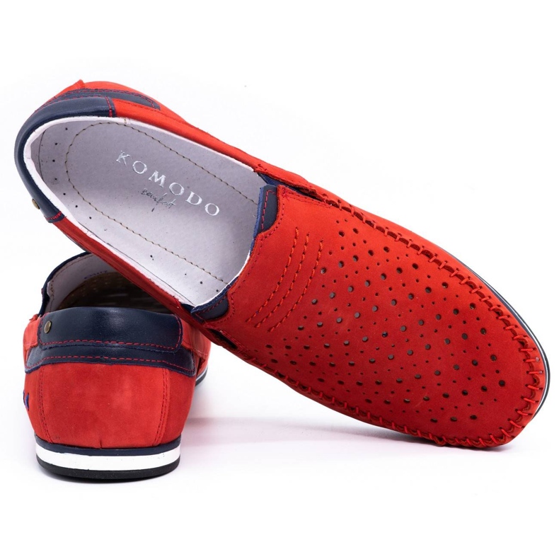 KOMODO Sapatos masculinos mocassins 876 verão vermelho 3
