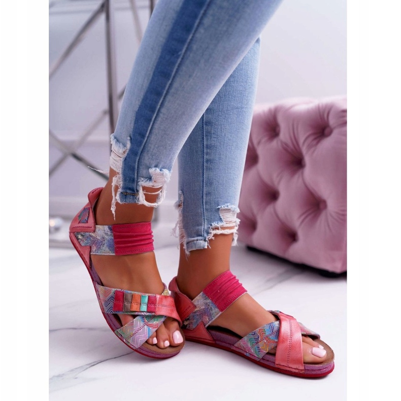 Sandálias femininas Maciejka rosa 03375 couro multicolorido 3