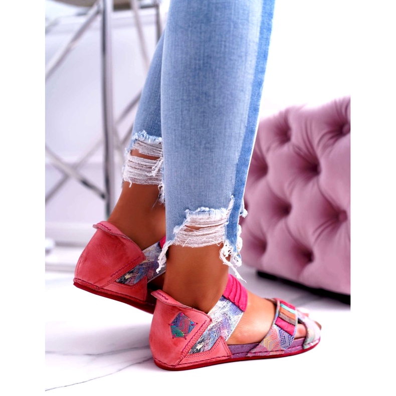 Sandálias femininas Maciejka rosa 03375 couro multicolorido 2