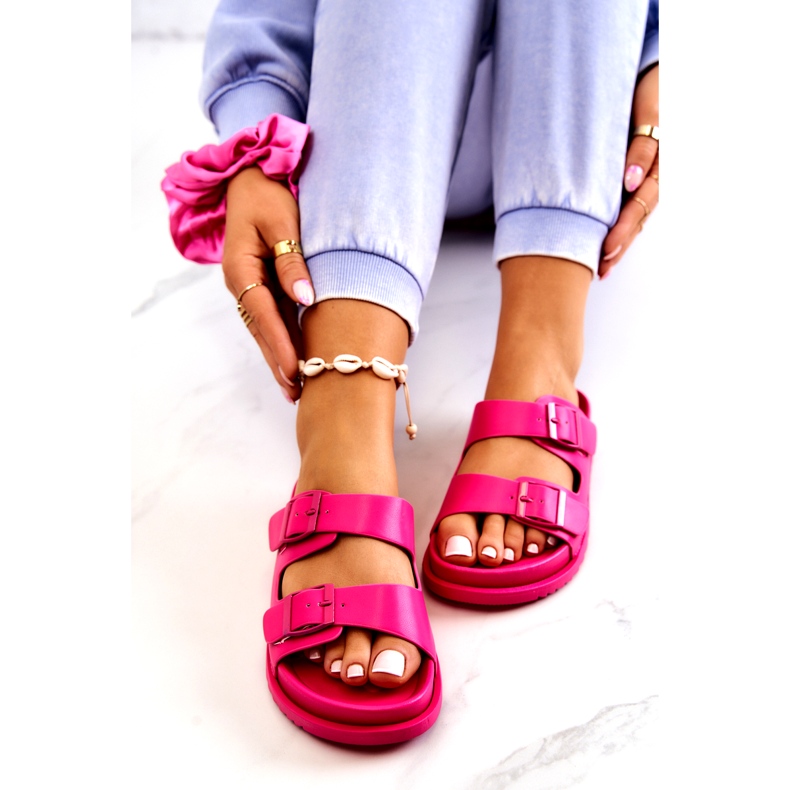 S.Barski Chinelos de borracha com fivela Fuchsia Corina rosa 3