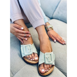 Chinelos de sola de cortiça Priya LT.GREEN verde 1