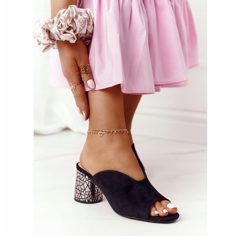 Sandálias de camurça com salto alto S.Barski C420-15 Preto 3