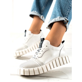 ARTIKER Sapatos de couro branco da moda 1