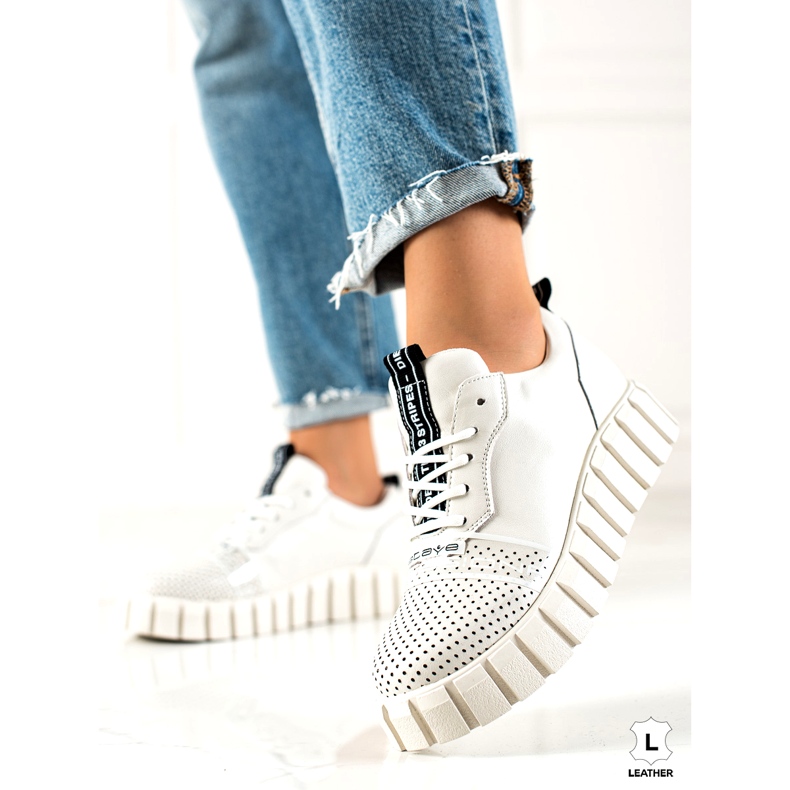 ARTIKER Sapatos de couro branco da moda 3