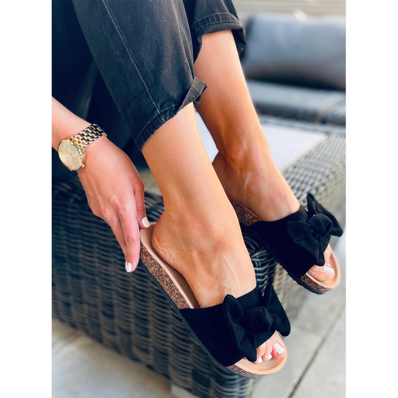 Chiara Black slides de cortiça preto 2