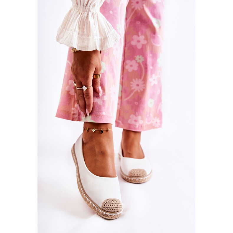 Alpargatas femininas clássicas de couro branco Calábria bege 1