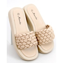 Chinelos de sola alta com listras trançadas Elida Beige bege 1 Chinelos de sola alta com listras trançadas Elida Beige bege 1