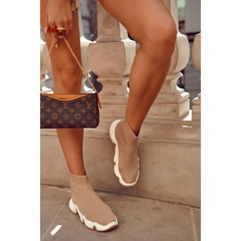 Tênis esportivo feminino de alto material bege Morris 2