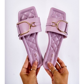 Chinelos femininos de couro clássico com decoração violeta Shilla roxo 2