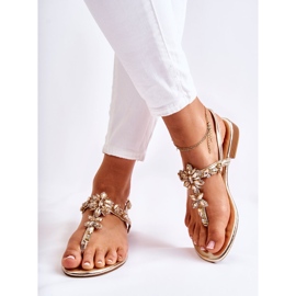 WS1 Sandálias femininas chinelos com zircônia cúbica Golden Solea dourado 2