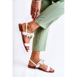 WS1 Sandálias da moda com miçangas brancas branco 2