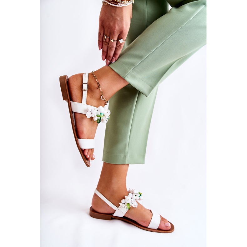 WS1 Sandálias da moda com miçangas brancas branco 2