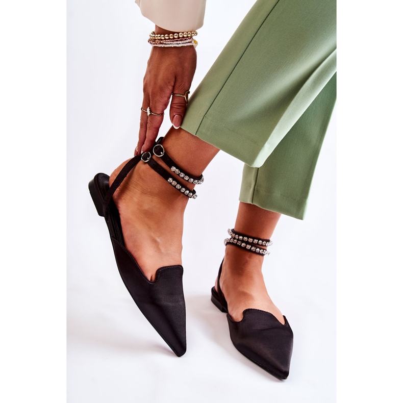 WS1 Sandálias femininas Amisha pretas com biqueira Spitz preto 2