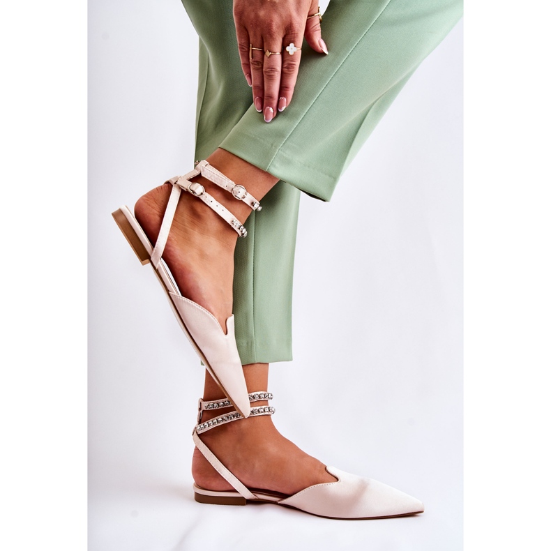 WS1 Sandálias femininas com biqueira em bege Amisha 2