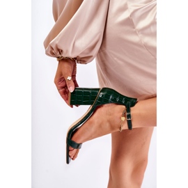 WT1 Sandálias femininas padrão cobra verde Sollana 2