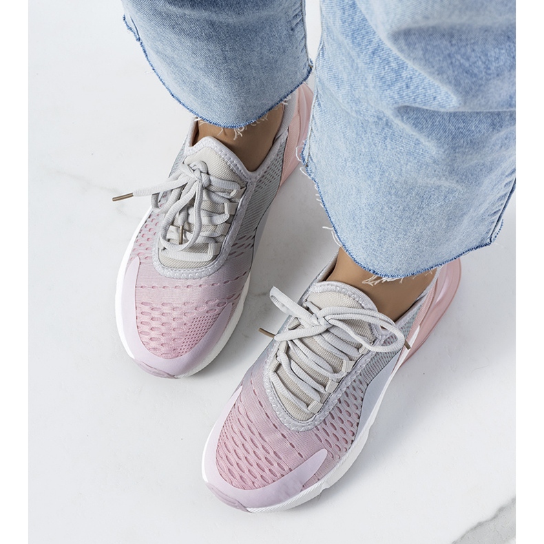 Tênis esportivo cinza da Glaner rosa 1