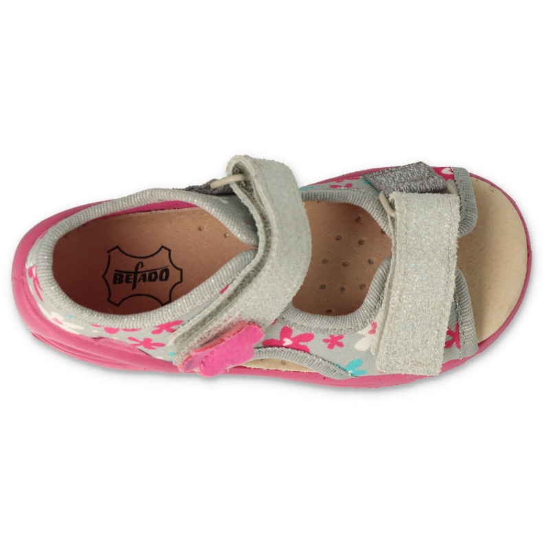 Calçado infantil Befado pu 065P175 rosa cinza 3